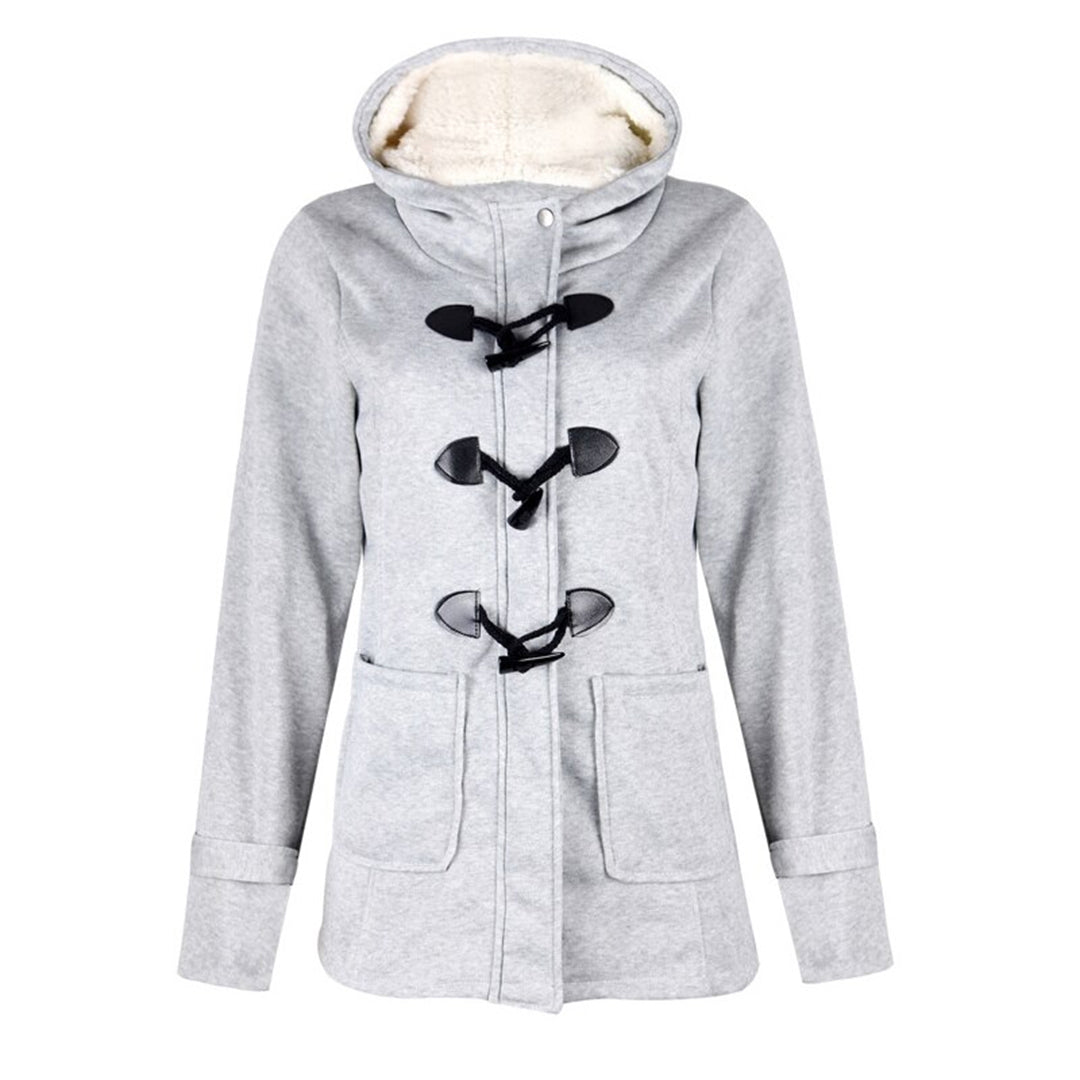 Damen Wintermantel Lang mit Kapuze Warmes Fleece-Futter Eleganter - Norvielle