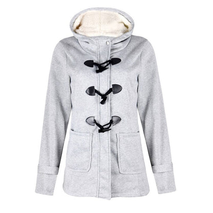Damen Wintermantel Lang mit Kapuze Warmes Fleece-Futter Eleganter - Norvielle