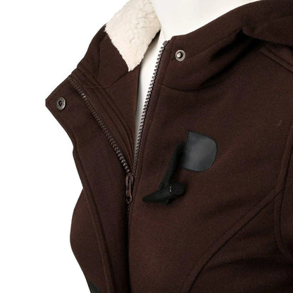 Damen Wintermantel Lang mit Kapuze Warmes Fleece-Futter Eleganter
