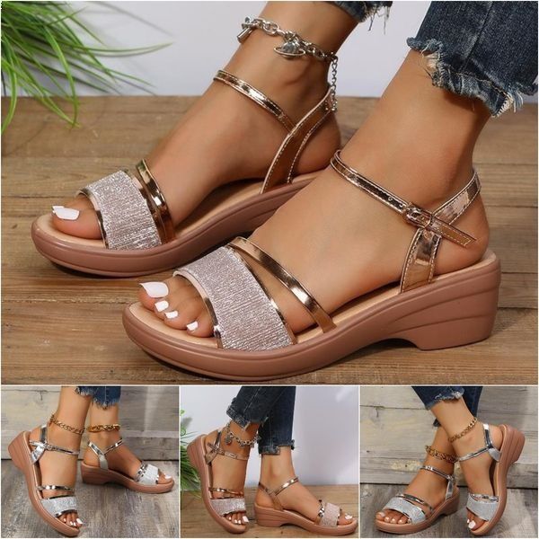 Damen Plateau-Sandalen Offener Zehenbereich Verstellbarer