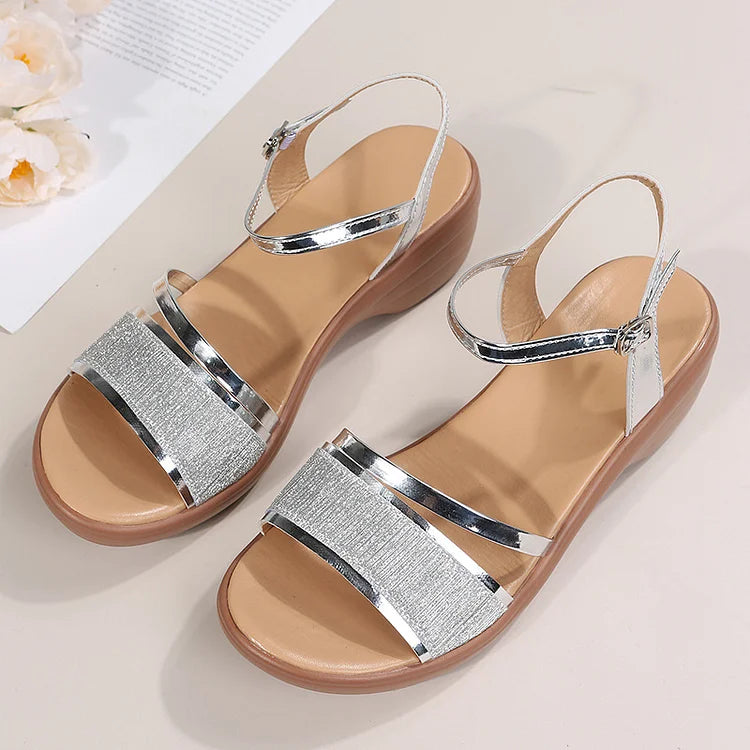 Damen Plateau-Sandalen Offener Zehenbereich Verstellbarer