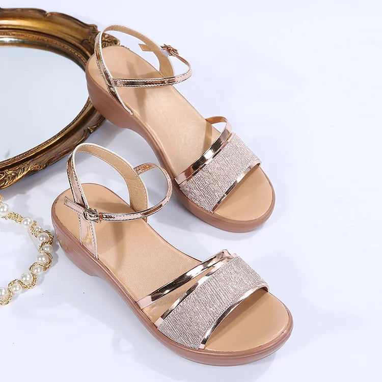 Damen Plateau-Sandalen Offener Zehenbereich Verstellbarer