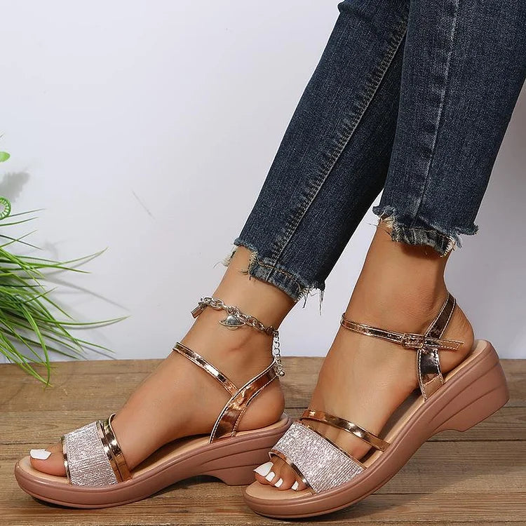 Damen Plateau-Sandalen Offener Zehenbereich Verstellbarer