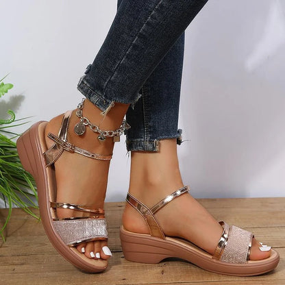 Damen Plateau-Sandalen Offener Zehenbereich Verstellbarer