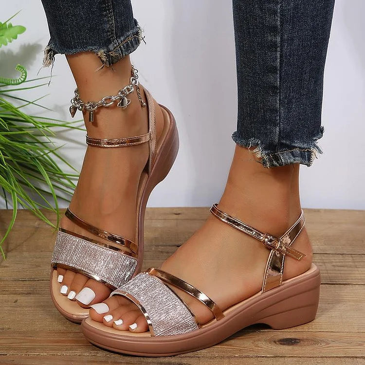 Damen Plateau-Sandalen Offener Zehenbereich Verstellbarer