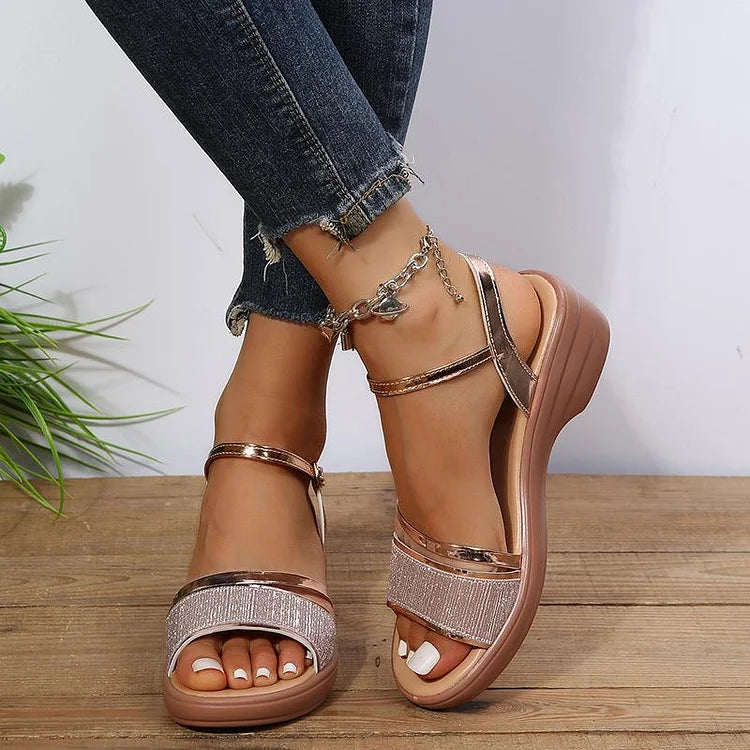 Damen Plateau-Sandalen Offener Zehenbereich Verstellbarer