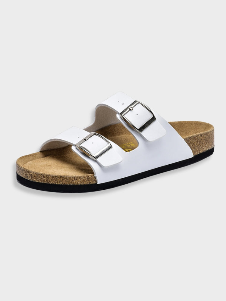 Damen Orthopädische Sandalen Kunstleder Doppelschnalle Schwarz - Norvielle