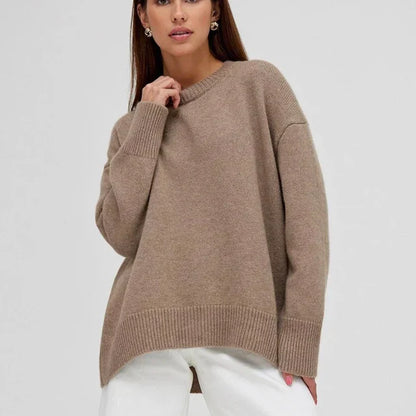 Damen Kaschmirpullover Elegantes Design Kuschelweich Beige