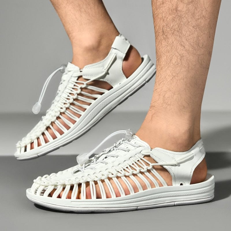Herren Strandsandalen Runde Zehenpartie Leder