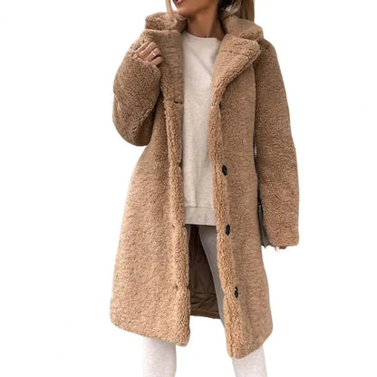 Norvielle Damen Teddymantel Lang Gefüttert Warm