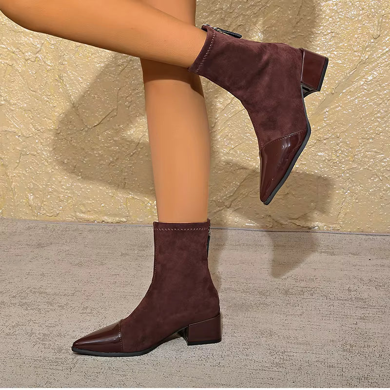 Damen Winter-Ankle-Boots Mit Blockabsatz