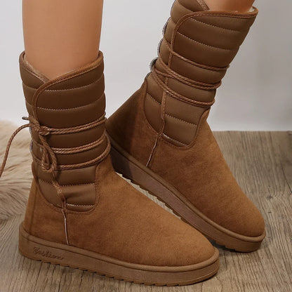 Arvena Damen Schnürstiefel Warme Fellfütterung Winterboots