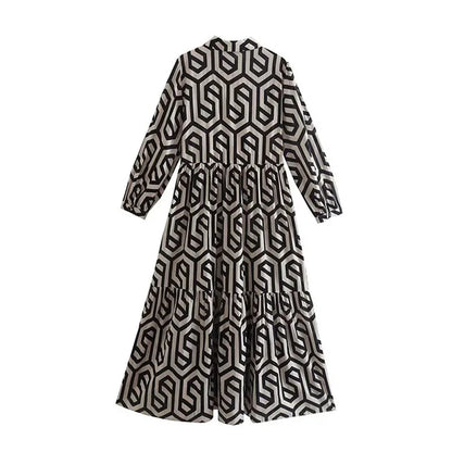 Norvielle Damen Langärmliges Kleid Geometrisches Muster