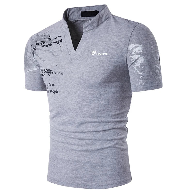 Herren T-Shirt V-Ausschnitt Grafikdruck Freizeit Weiss - Norvielle
