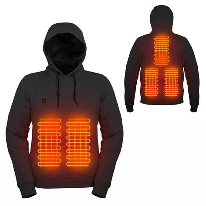 Beheizbarer Damen Herren Hoodie Fleece Heizfunktion Schwarz - Norvielle