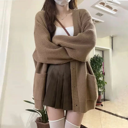 Damen Oversize Cardigan Mit Taschen