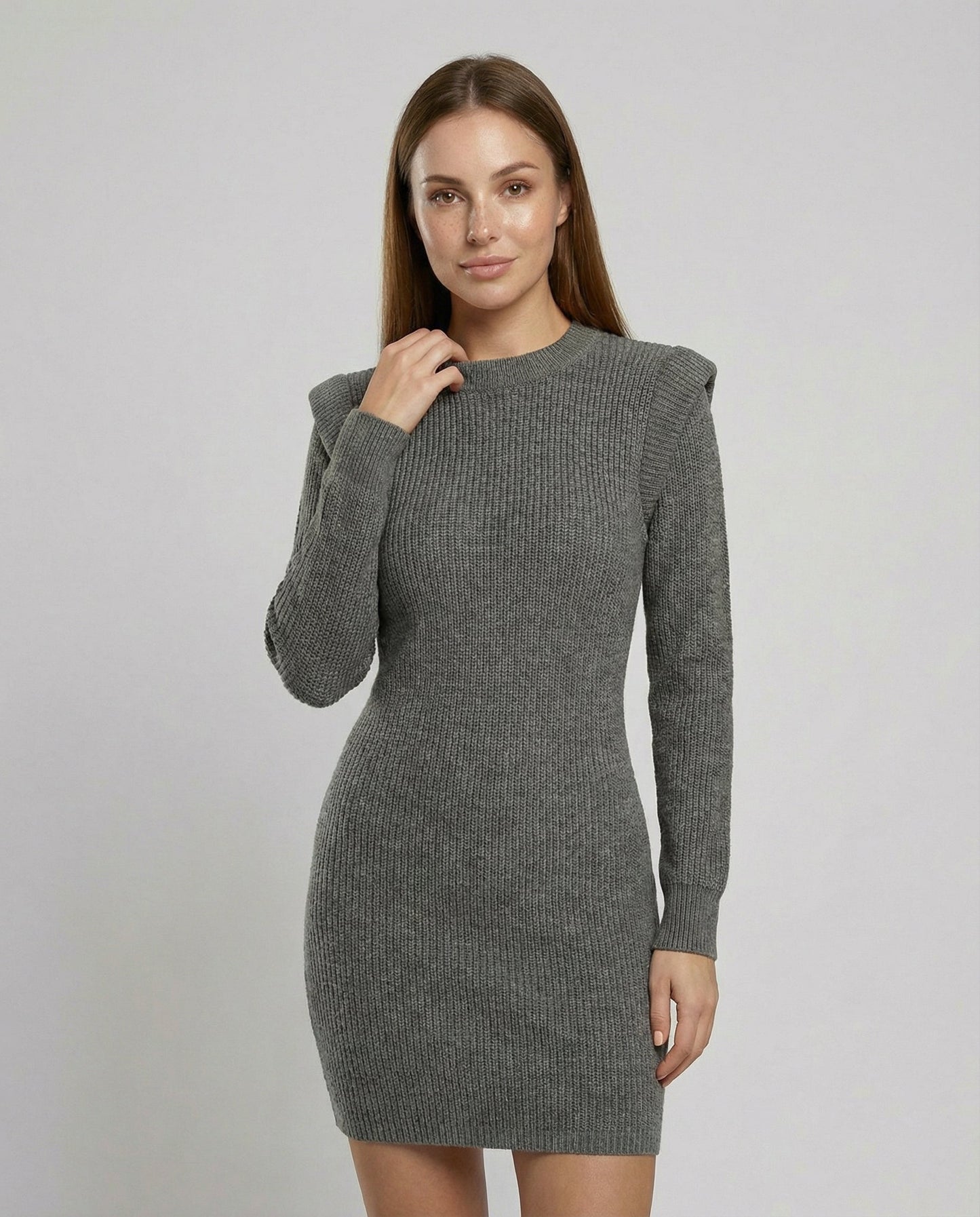 Elegantes Damen Midikleid Figurbetont Strick - Norvielle