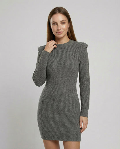 Elegantes Damen Midikleid Figurbetont Strick - Norvielle
