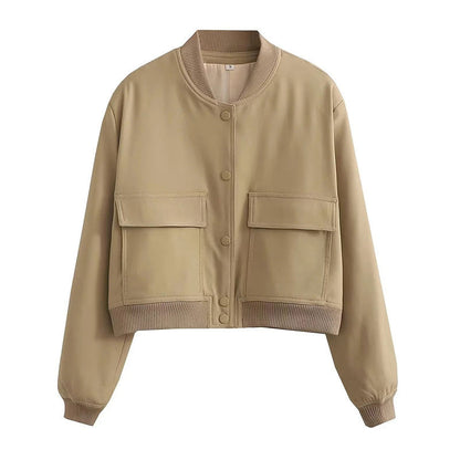 Damen Streetwear-Jacke Kurz Knopfleiste