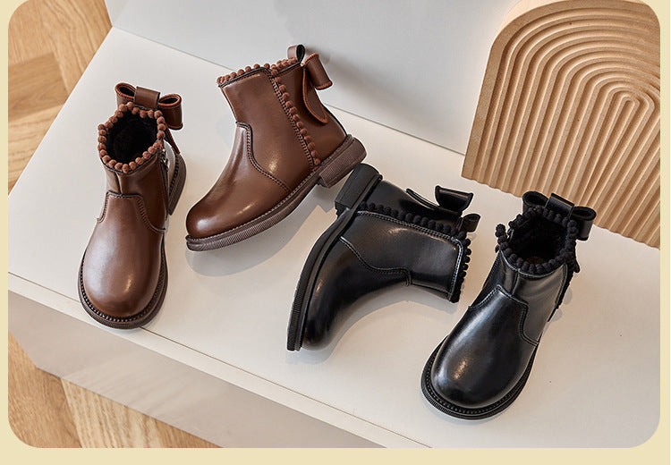 Mädchen Stiefelette Bequem PU Leder Rutschfest