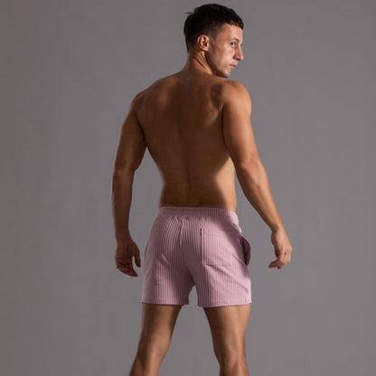 Herren Shorts Gestreift Baumwolle Beige