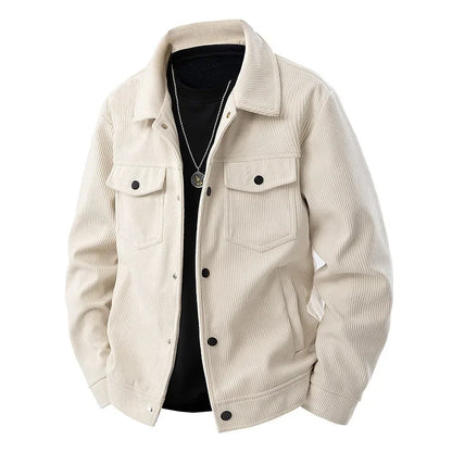 Herren Cordjacke Langer Schnitt Strukturmuster