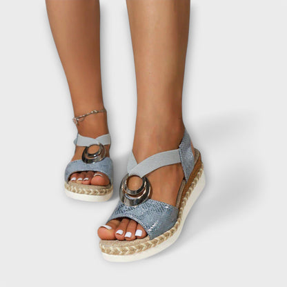 Damen Sandalen Freizeit Leder Beige