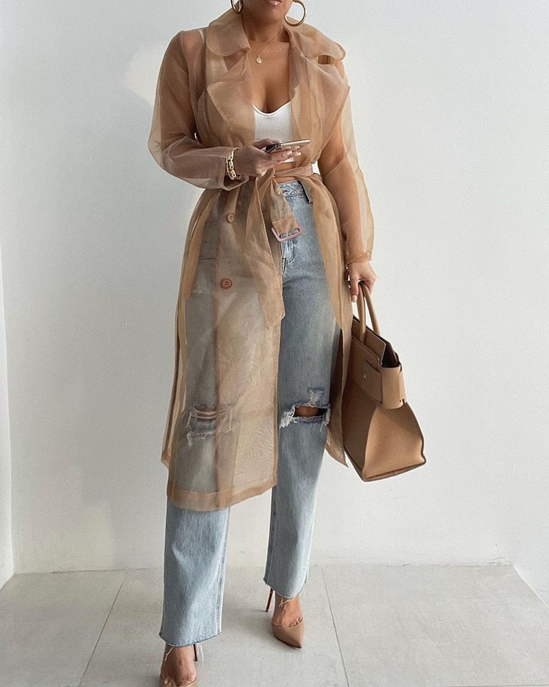 Damen Trenchcoat Carmen Wollbeige