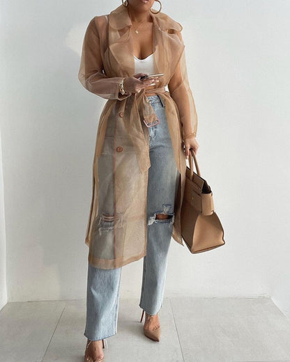 Damen Trenchcoat Carmen Wollbeige