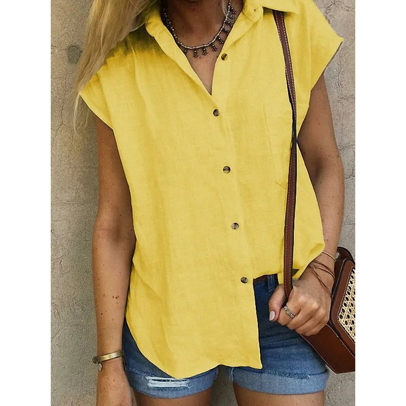 Damen Baumwollbluse mit Knöpfen Weiß