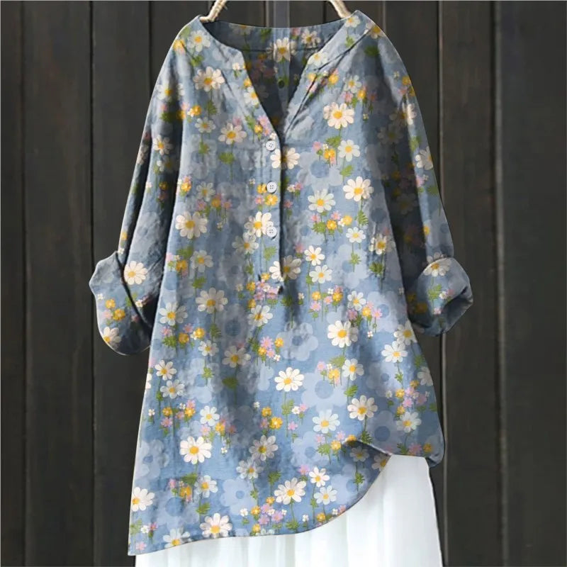 Damenbluse Blumenmuster Baumwolle Bequem