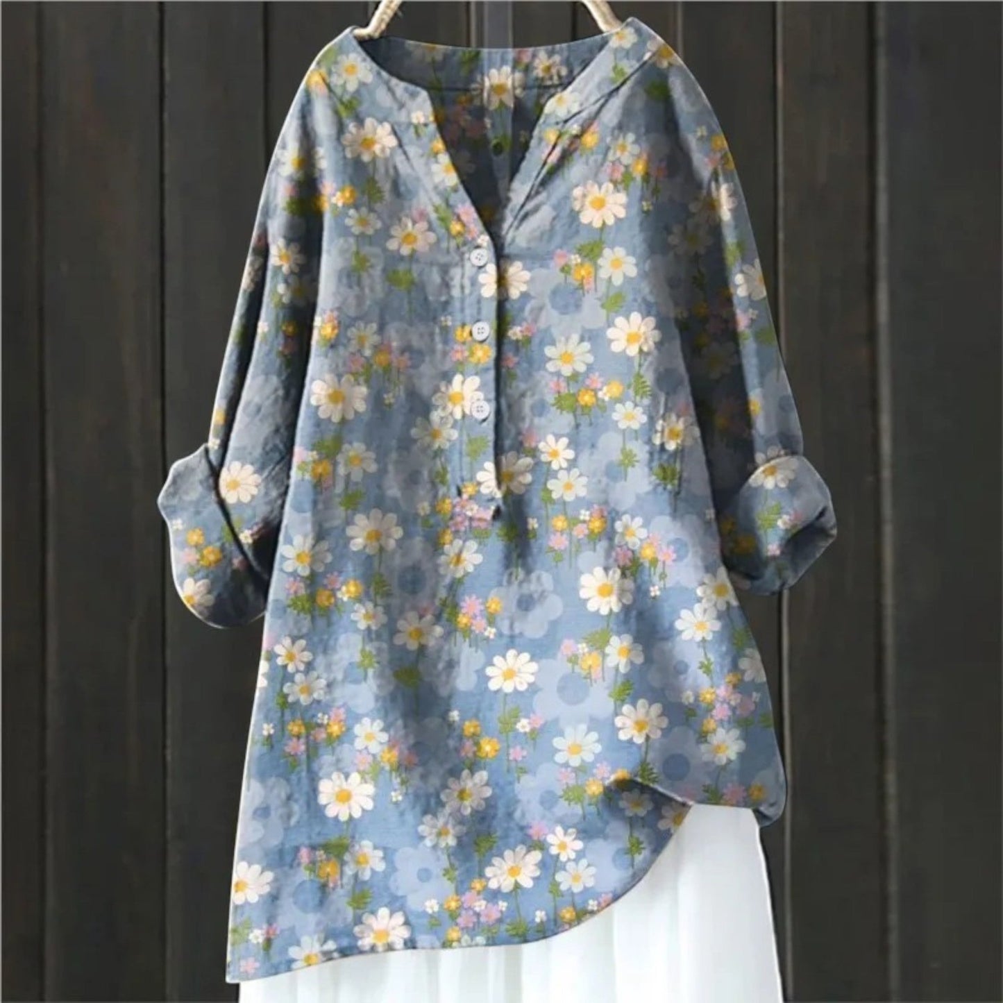 Damen Bluse V-Ausschnitt Lang