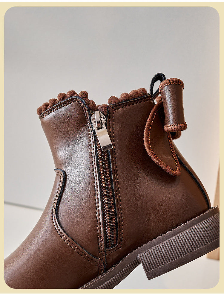 Mädchen Stiefelette Bequem PU Leder Rutschfest