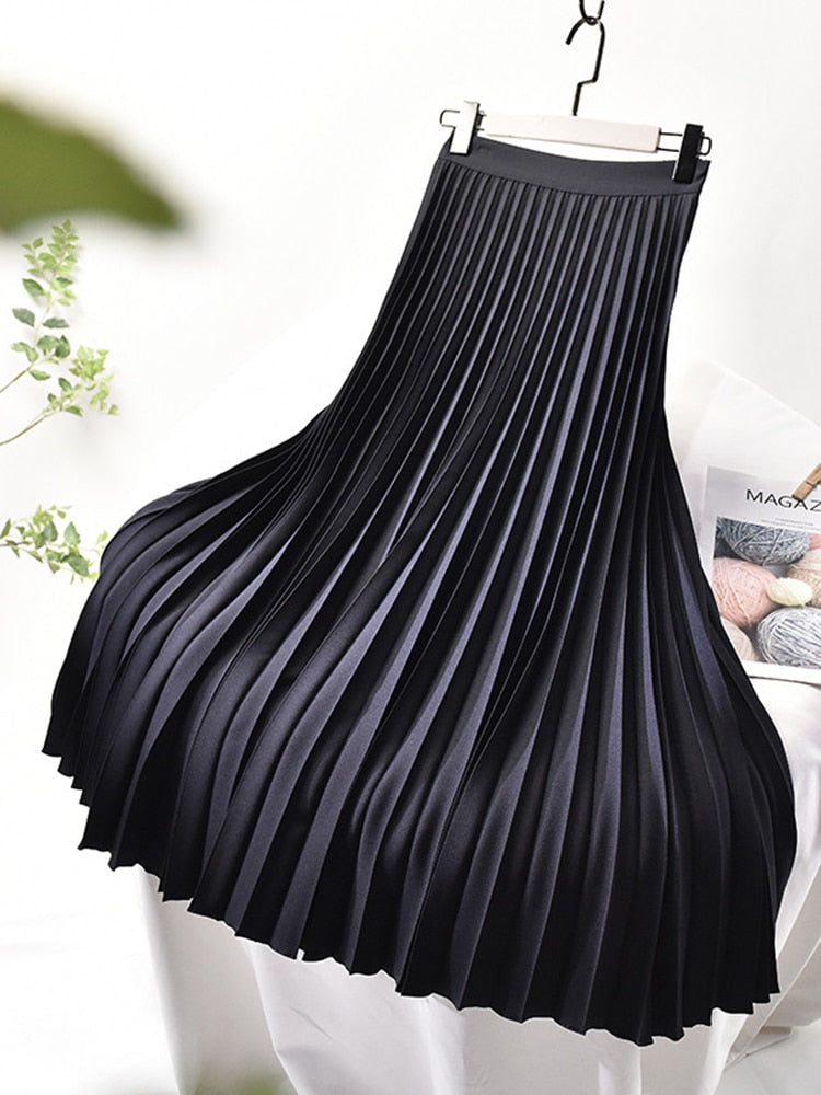 Norvielle Damen Plisseerock Hohe Taille