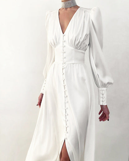 Elegante Damen Satinkleider Frühling Sommer