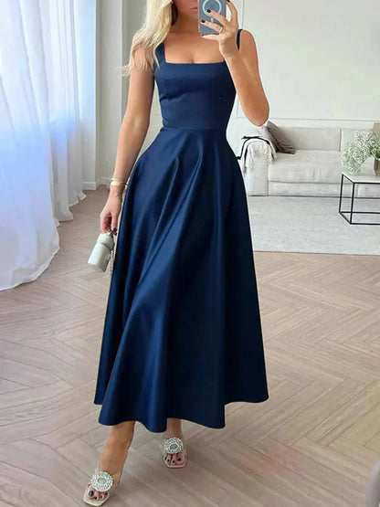 Norvielle Damen Ärmelloses Maxikleid Hohe Taille
