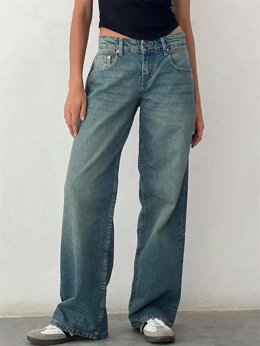 Damen Weitbein Jeans Vintage Look