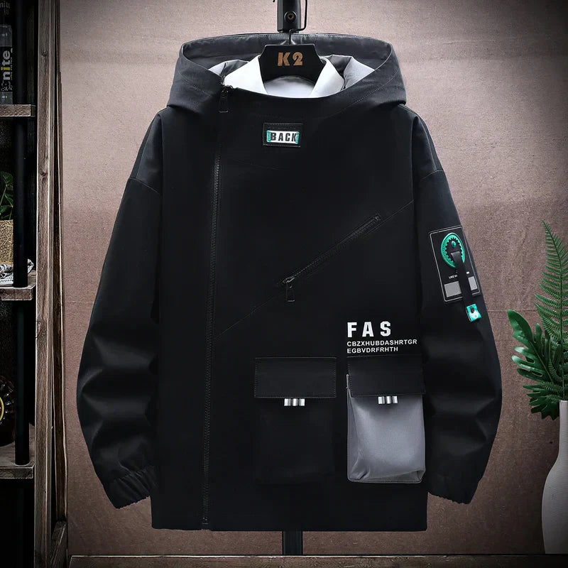Herren Kapuzenjacke Wasserabweisend Mehrere Taschen Schwarz - Norvielle