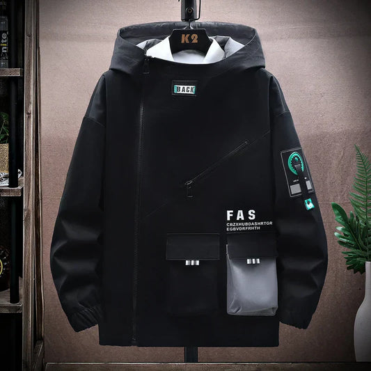 Herren Kapuzenjacke Wasserabweisend Mehrere Taschen Schwarz - Norvielle