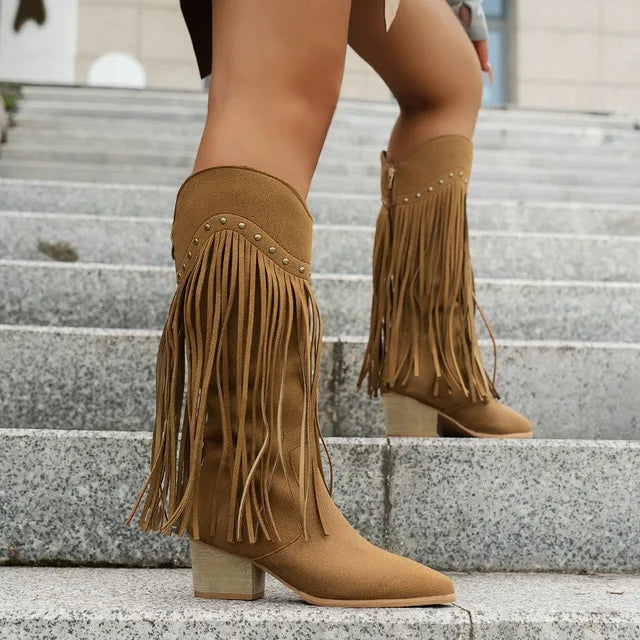 Damen Cowboy-Stiefel Elegant Leder