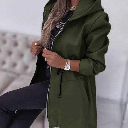 Norvielle Damen Frühlingsjacke Kapuze Plissierter Bund