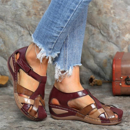 Adrianda Damen Sandalen Klettverschluss Atmungsaktiv Beige - Norvielle