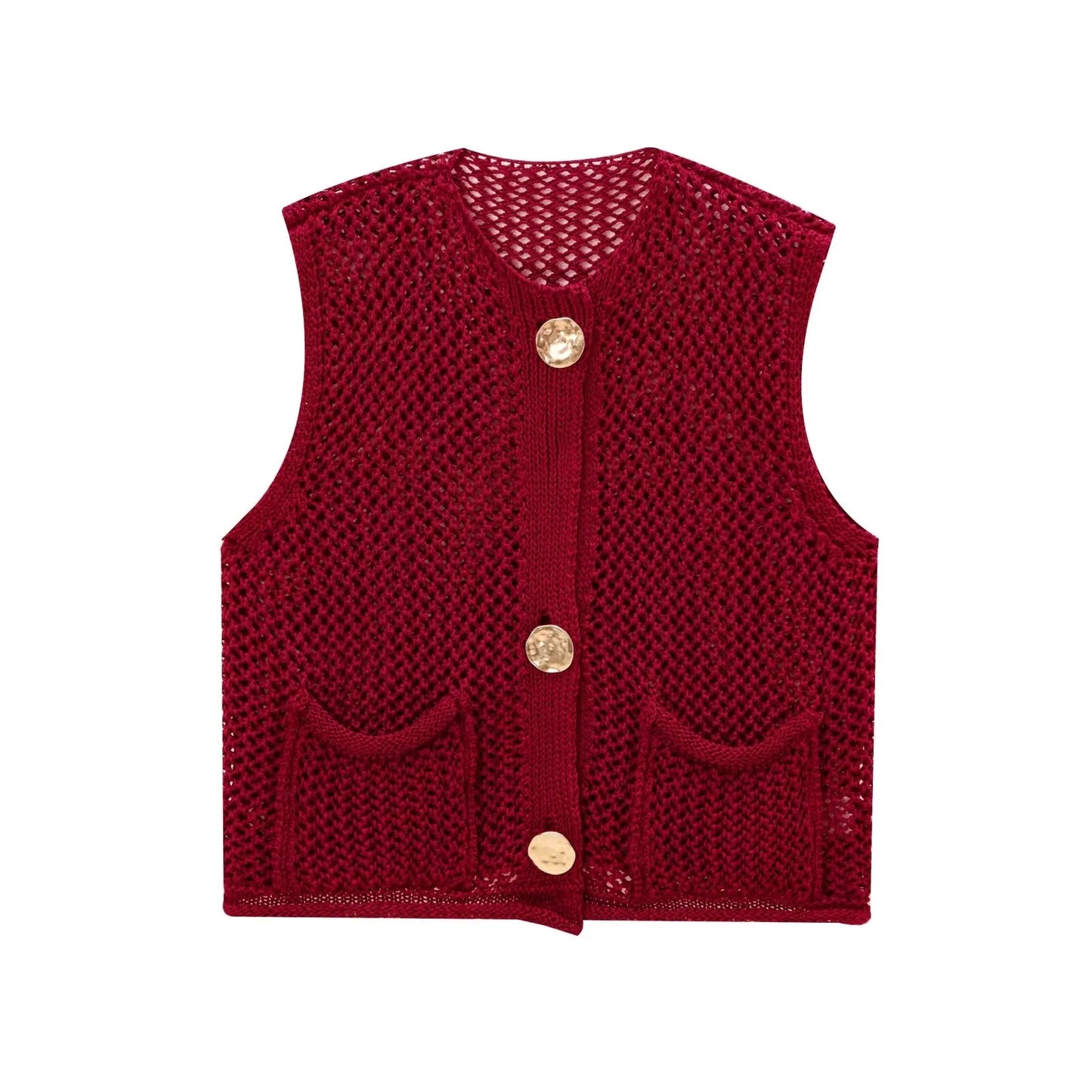 Norvielle Damen Ärmellose Strickweste mit Knöpfen