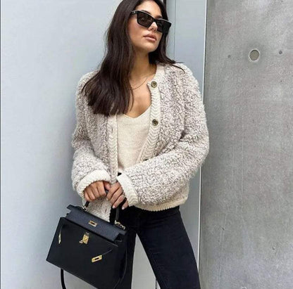 Damen Teddy-Overshirt Warme Übergangsjacke