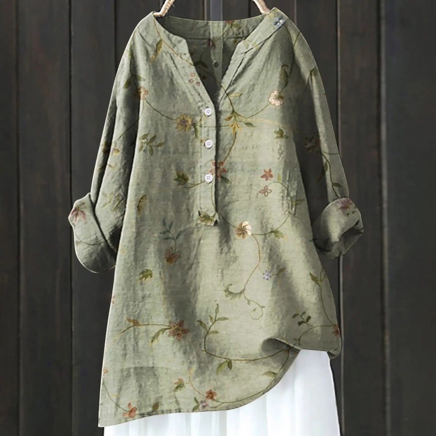 Damen Bluse V-Ausschnitt Lang