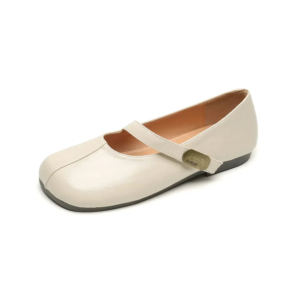 Damen Mary Jane Schuhe Runder Zehenabschluss Flach Leder