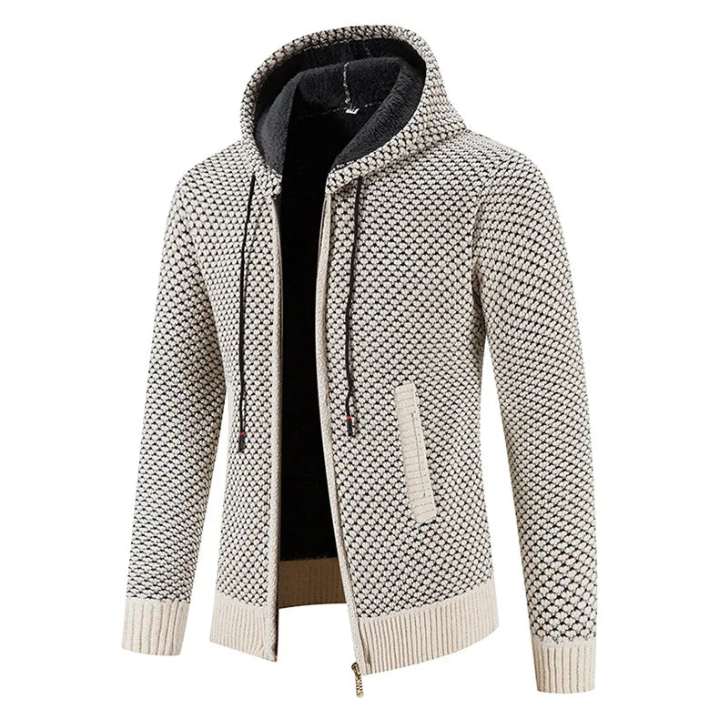 Herren Strickjacke mit Kapuze Reißverschluss