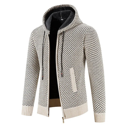 Herren Strickjacke mit Kapuze Reißverschluss