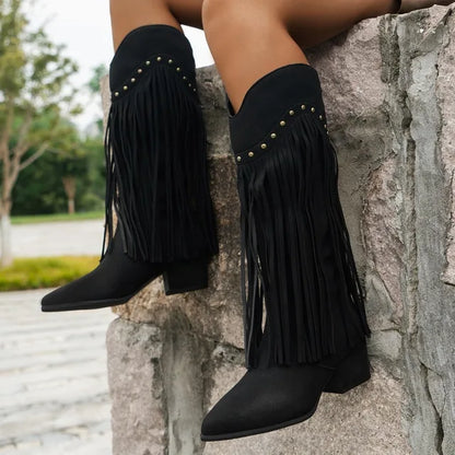 Damen Cowboy-Stiefel Elegant Leder