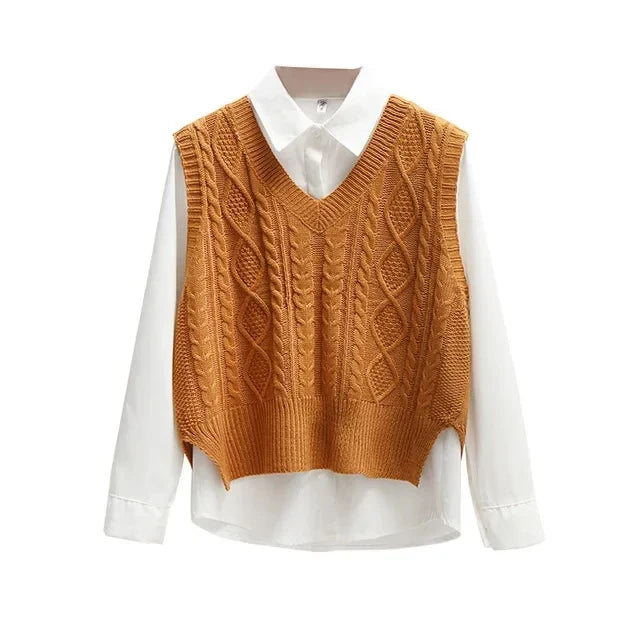 Damen Strickpullover V-Ausschnitt Strukturiert